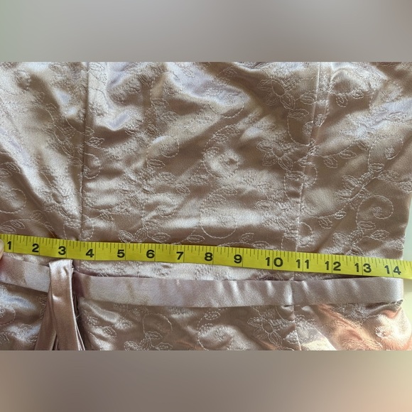 Vtg 90s Y2K Jessica McClintock Pink Floral Embroidered Strapless bow Maxi Dress - Picture 6 of 12